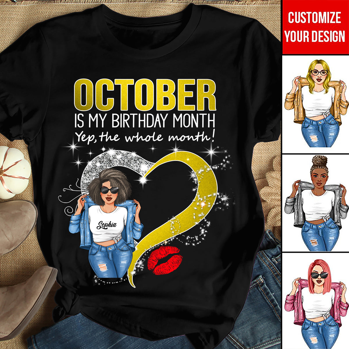 Personalized October Birthday Shirt, Custom Birthday Shirt, Queens was Born In October, October Birthday Shirts For Woman, October Birthday Gifts-YPT-TLQ