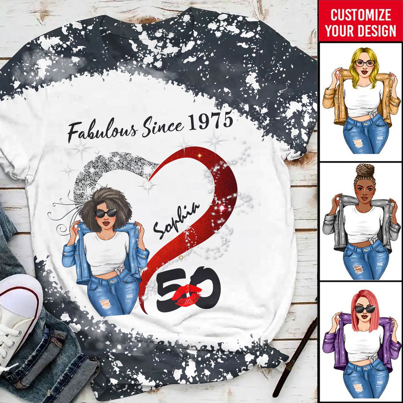 50th Birthday Shirts, Custom Birthday Shirts, Turning 50 Shirt, Gifts For Women Turning 50, 50 And Fabulous Shirt, 1975 Shirt, 50th Birthday Shirts For Her-YPT-TLQ