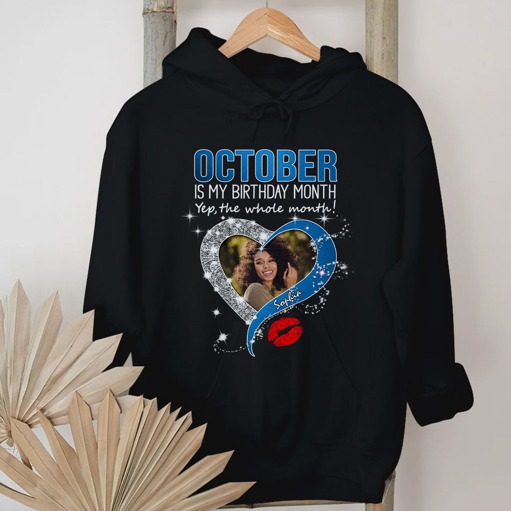 Custom Face Photo October Birthday Shirt, Custom Birthday Shirt, Queens are Born In October, October Birthday Shirts For Woman, October Birthday Gifts-YPT-TLQ