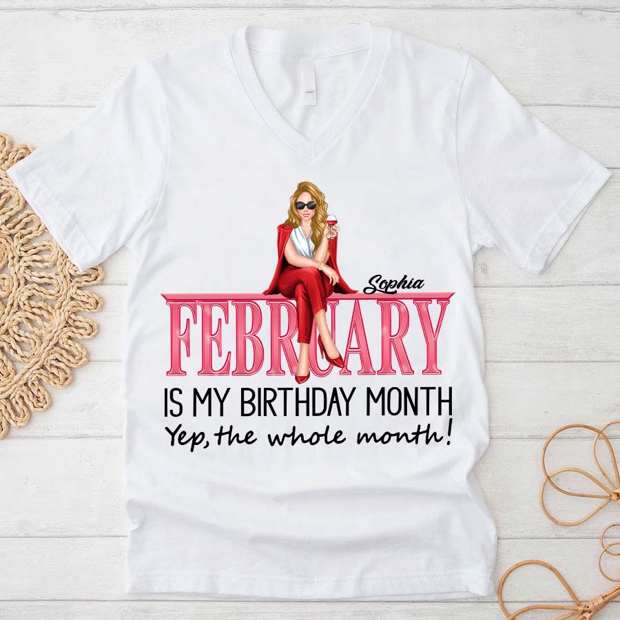 Custom February Birthday Shirt For Woman, Queens Are Born In February Gifts, Melanin Afro Woman Shirt, Black Girl Tee, Afro Queen Gift-YPT-TLQ