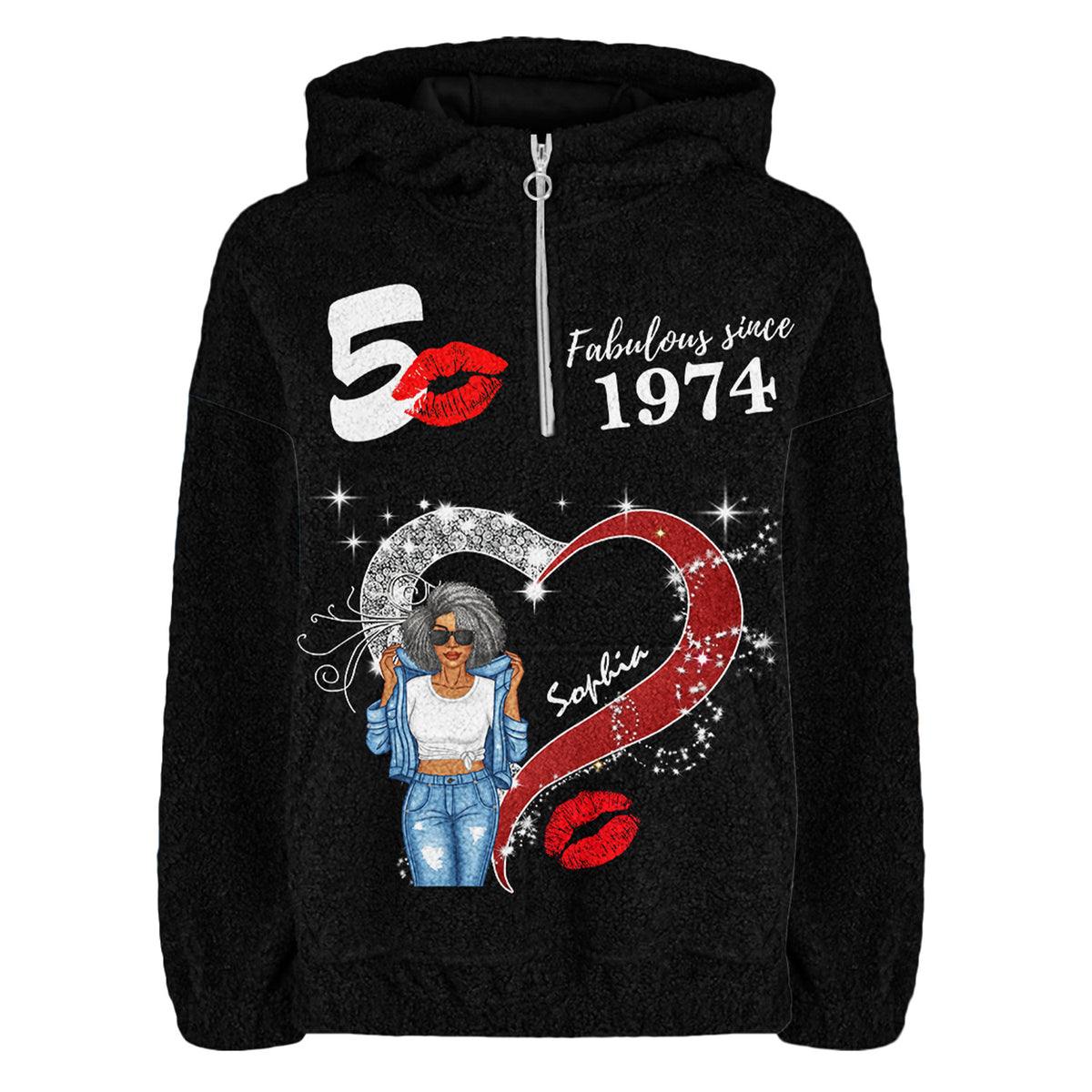 Borg Fleece Sweatshirt - 50 And Fabulous Shirt, 50th Birthday Shirts, Custom Birthday Shirts, Turning 50 Shirt, Gifts For Women Turning 50, 1974 Shirt