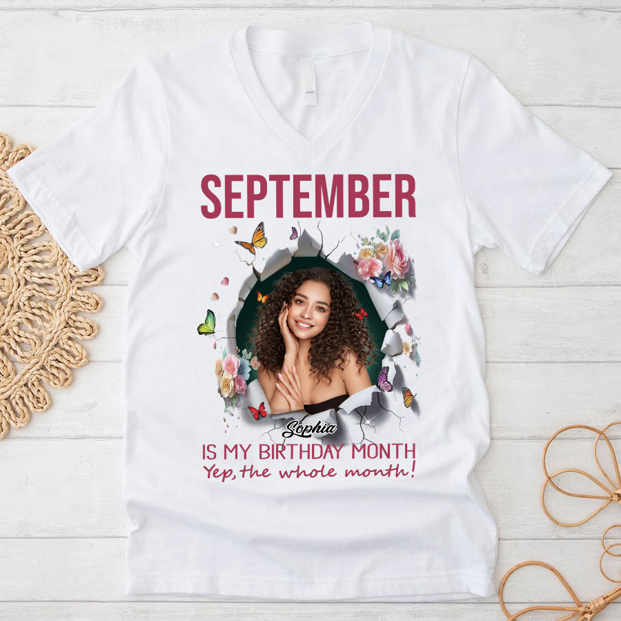 September Birthday Shirt, Custom Birthday Shirt, Queens are Born In September, September Birthday Shirts For Woman, September Birthday Gifts, Melanin Afro Woman Shirt, Black Girl Tee, Afro Queen Black Pride Gift-YPT-TLQ