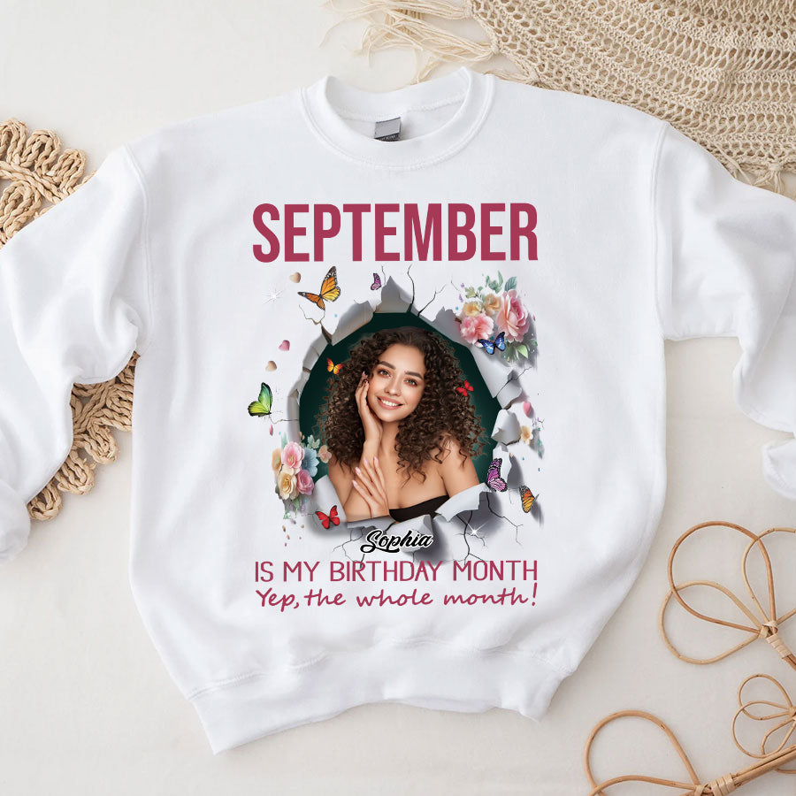 September Birthday Shirt, Custom Birthday Shirt, Queens are Born In September, September Birthday Shirts For Woman, September Birthday Gifts, Melanin Afro Woman Shirt, Black Girl Tee, Afro Queen Black Pride Gift-YPT-TLQ