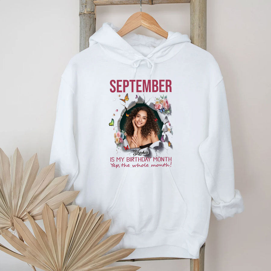 September Birthday Shirt, Custom Birthday Shirt, Queens are Born In September, September Birthday Shirts For Woman, September Birthday Gifts, Melanin Afro Woman Shirt, Black Girl Tee, Afro Queen Black Pride Gift-YPT-TLQ