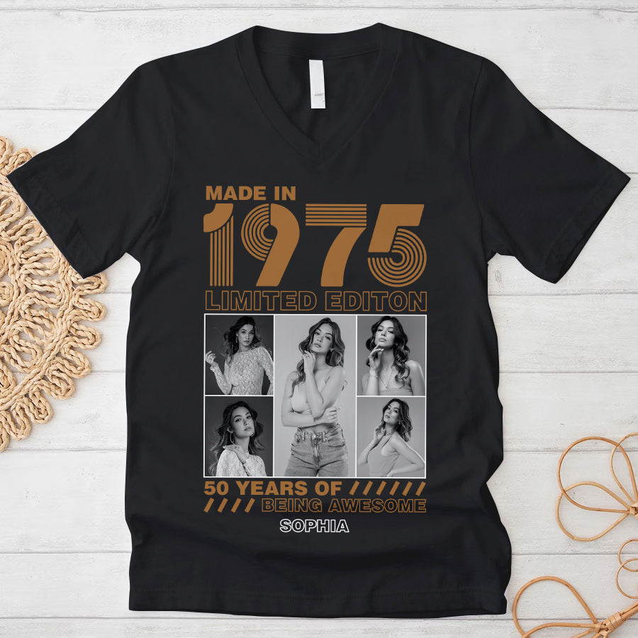 50th Birthday Shirts, Custom Birthday Shirts, Turning 50 Shirt, Gifts For Women Turning 50, 50 And Fabulous Shirt, 1975 Shirt, 50th Birthday Shirts For Her-YPT-TLQ