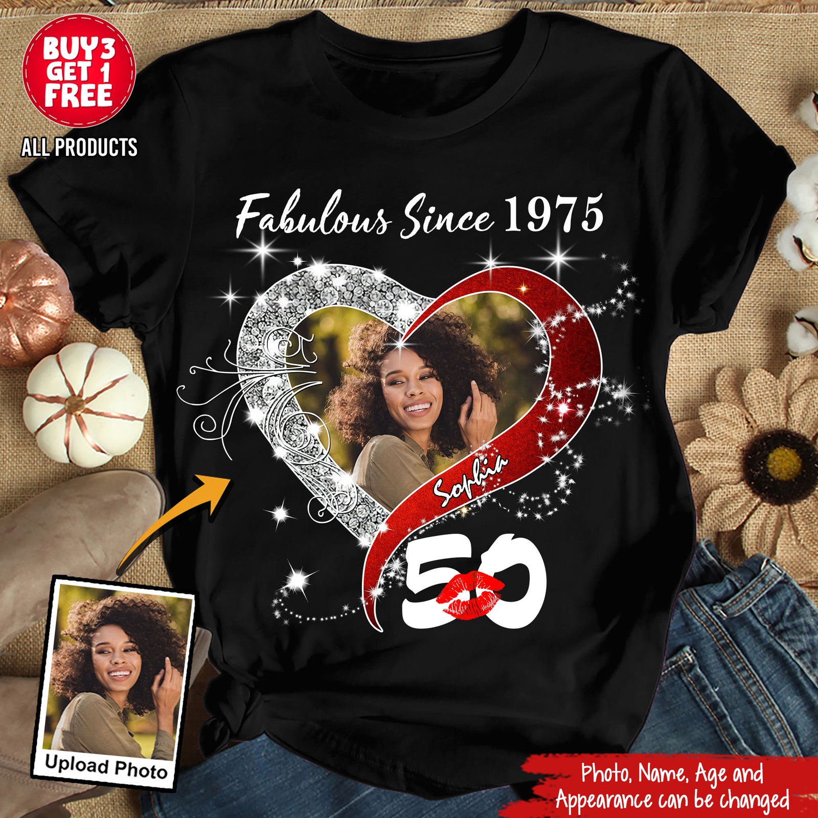 Custom Photo 50's Birthday Shirt, 50th Birthday Unique T Shirt For Woman, Custom Birthday Shirt, Her Gifts For 50 Years Old, Custom Picture Tee, Personalized Birthday Shirt-YPT-TLQ