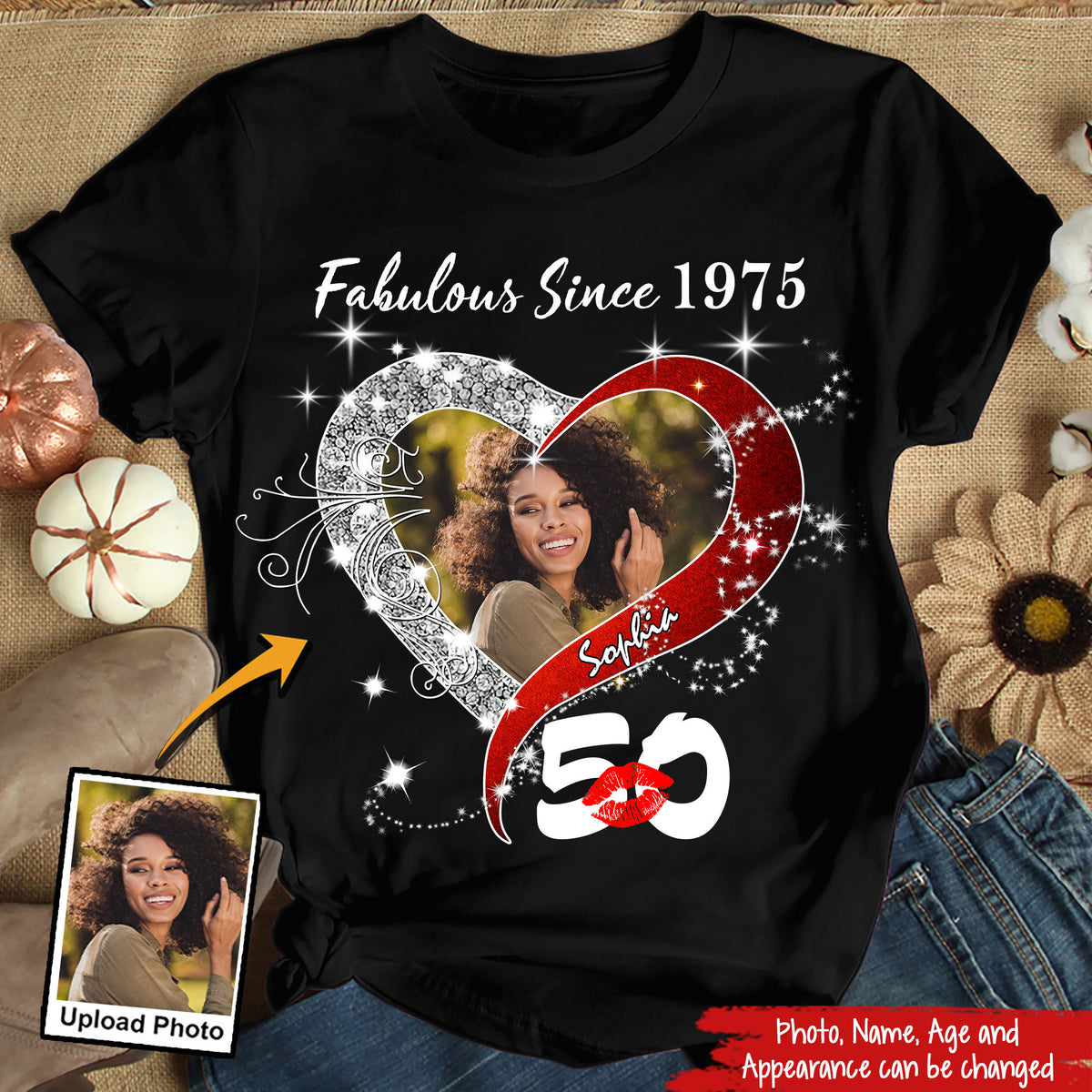 Custom Photo 50&#39;s Birthday Shirt, 50th Birthday Unique T Shirt For Woman, Custom Birthday Shirt, Her Gifts For 50 Years Old, Custom Picture Tee, Personalized Birthday Shirt-YPT-TLQ