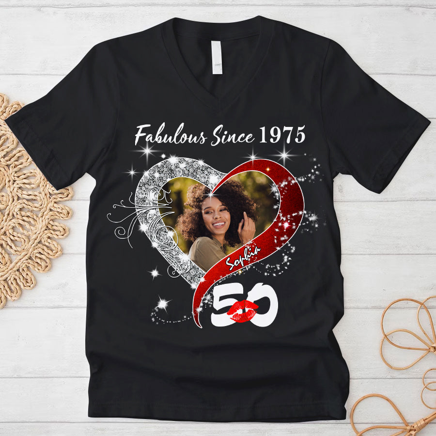Custom Photo 50&#39;s Birthday Shirt, 50th Birthday Unique T Shirt For Woman, Custom Birthday Shirt, Her Gifts For 50 Years Old, Custom Picture Tee, Personalized Birthday Shirt-YPT-TLQ