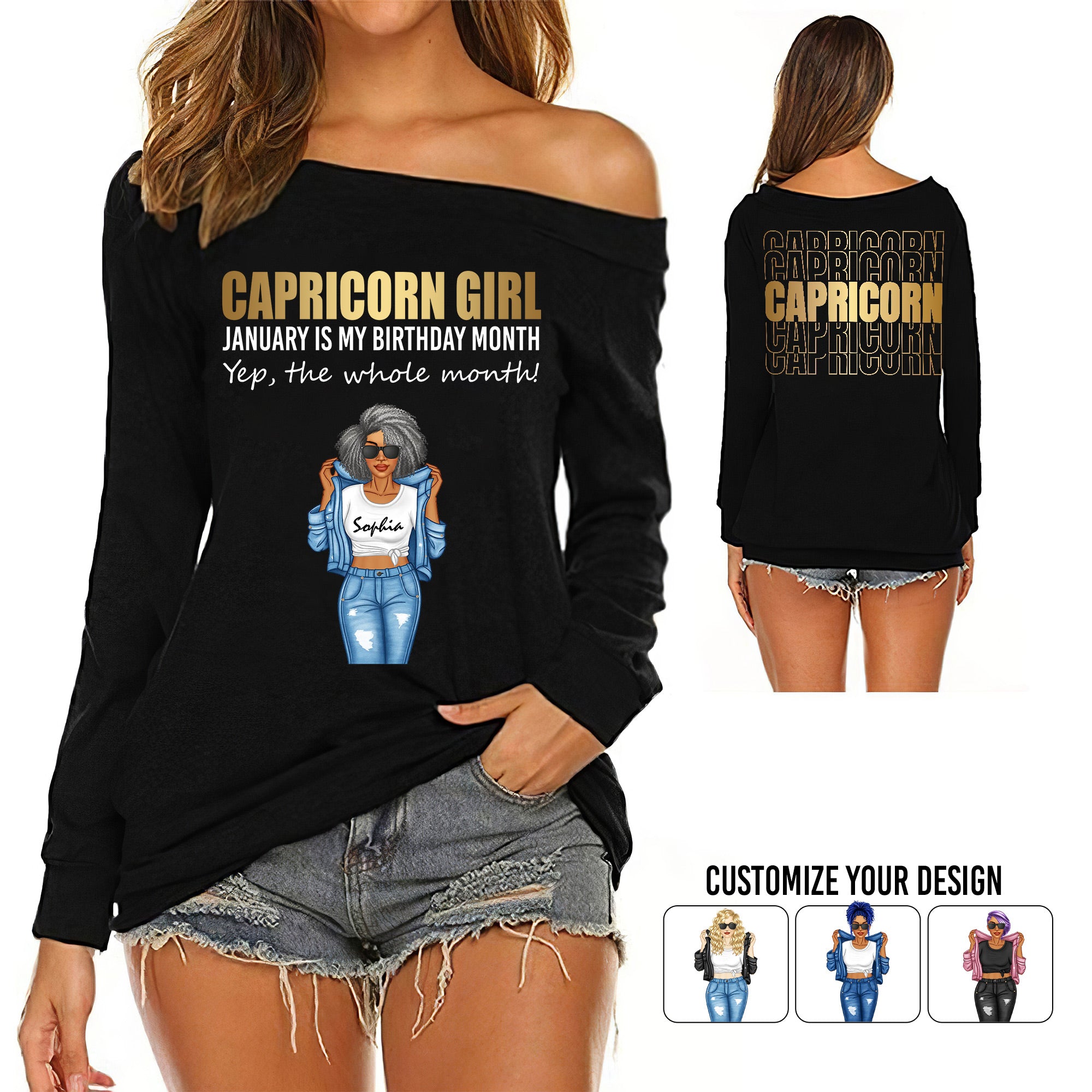 Women's Off-Shoulder Sweatshirt - Personalized Gift For Capricorn Girls - TLQ