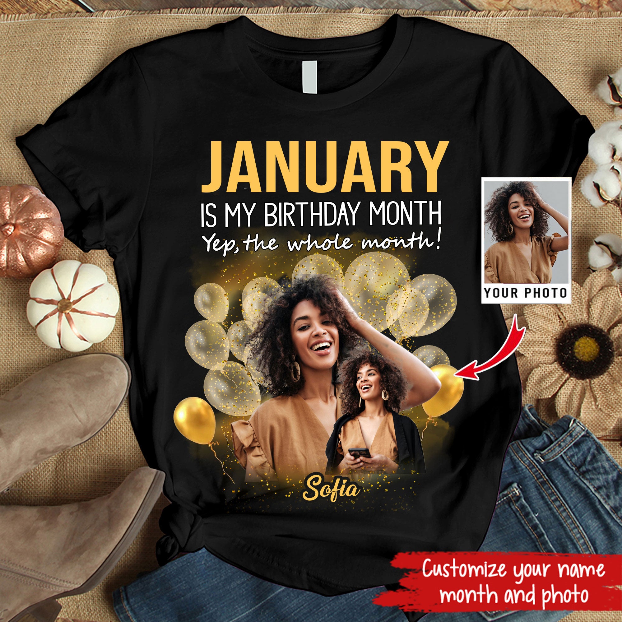 Custom January Birthday Shirt For Woman, Queens Are Born In January Gifts, Melanin Afro Woman Shirt, Black Girl Tee, Afro Queen Gift-YPT-HMT