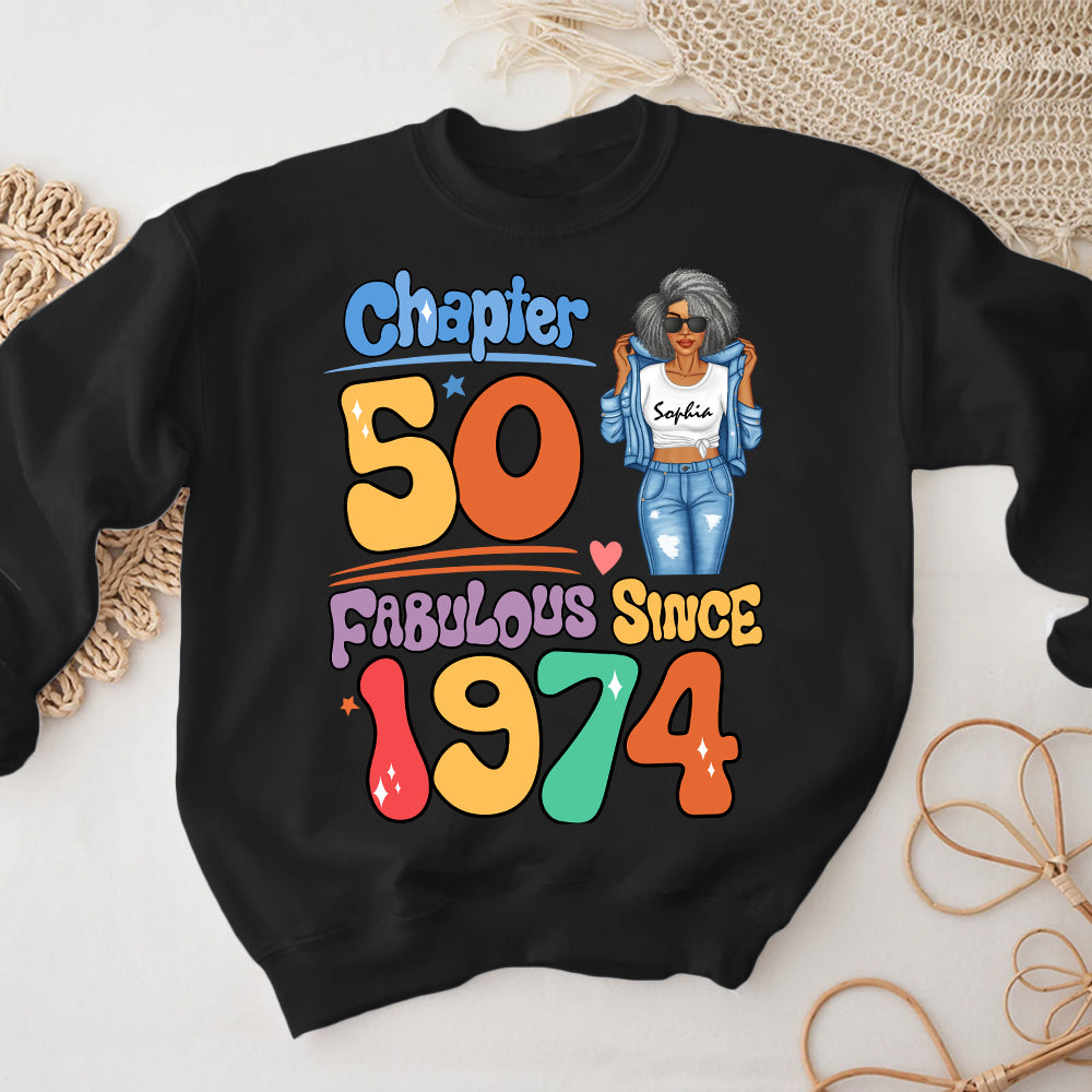 Custom Birthday Shirt, Her Gifts For 50 Years Old , Turning 50 Birthday Cotton Shirt, Fabulous Since 1974 - HMT