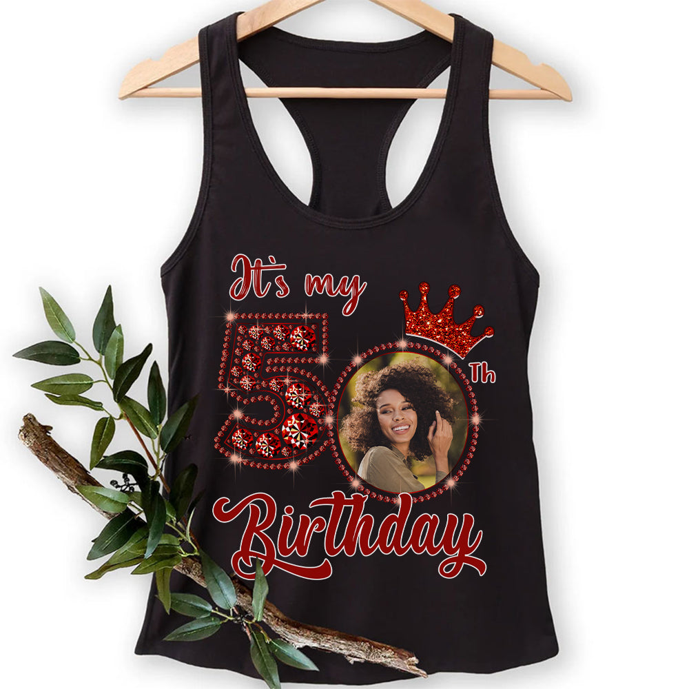 Custom Face Photo 50&#39;s Birthday Shirt, 50th Birthday Unique T Shirt For Woman, Custom Birthday Shirt, Her Gifts For 50 Years Old, Custom Picture Tee, Personalized Birthday Shirt-YPT-HCT