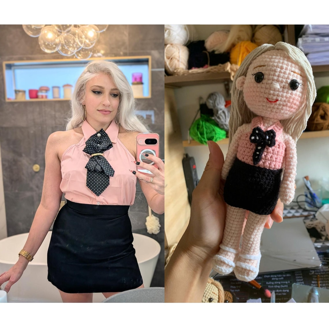Custom Nurse Crochet Doll from Photo, Personalized RN Gift, Handmade Amigurumi Nurse Plush, Nurse Appreciation Gift