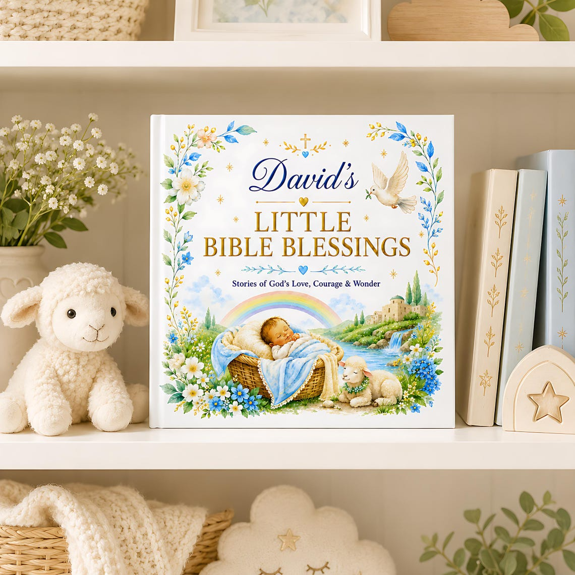 Personalized Christian Baby Book, Custom Baby Name Bible Storybook, Baptism Christening Gift, Baby Dedication Keepsake for Boys or Girls