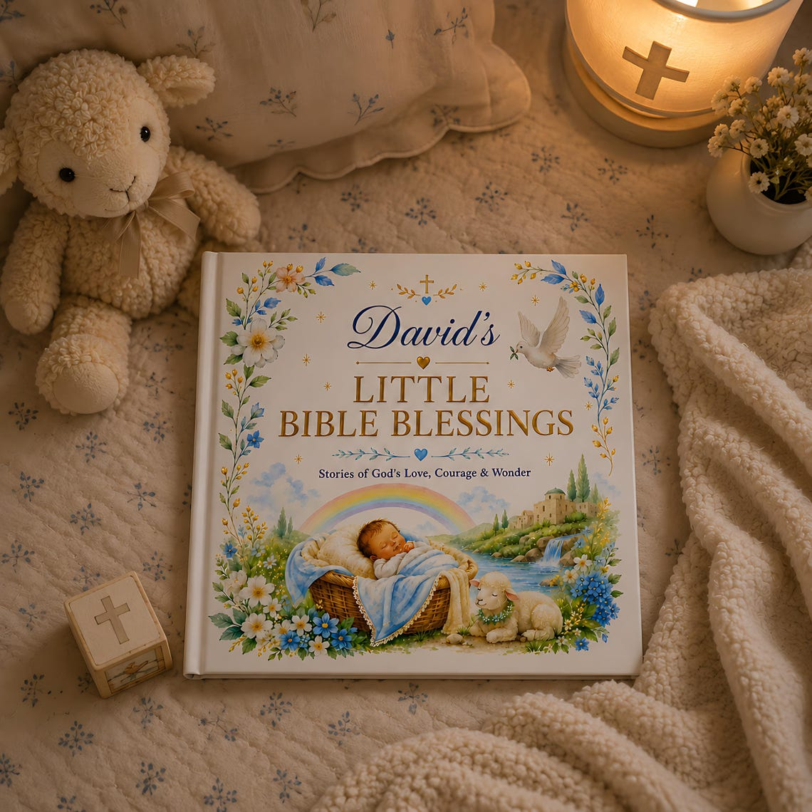 Personalized Christian Baby Book, Custom Baby Name Bible Storybook, Baptism Christening Gift, Baby Dedication Keepsake for Boys or Girls