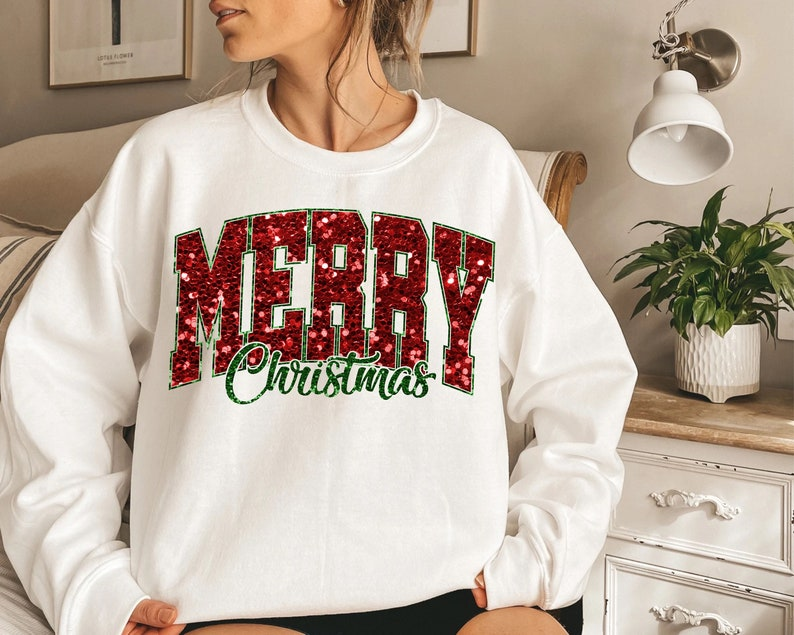 Christmas Glitter T-shirt, Merry Christmas T-shirt, Retro Christmas T-shirt, Santa Claus T-shirt