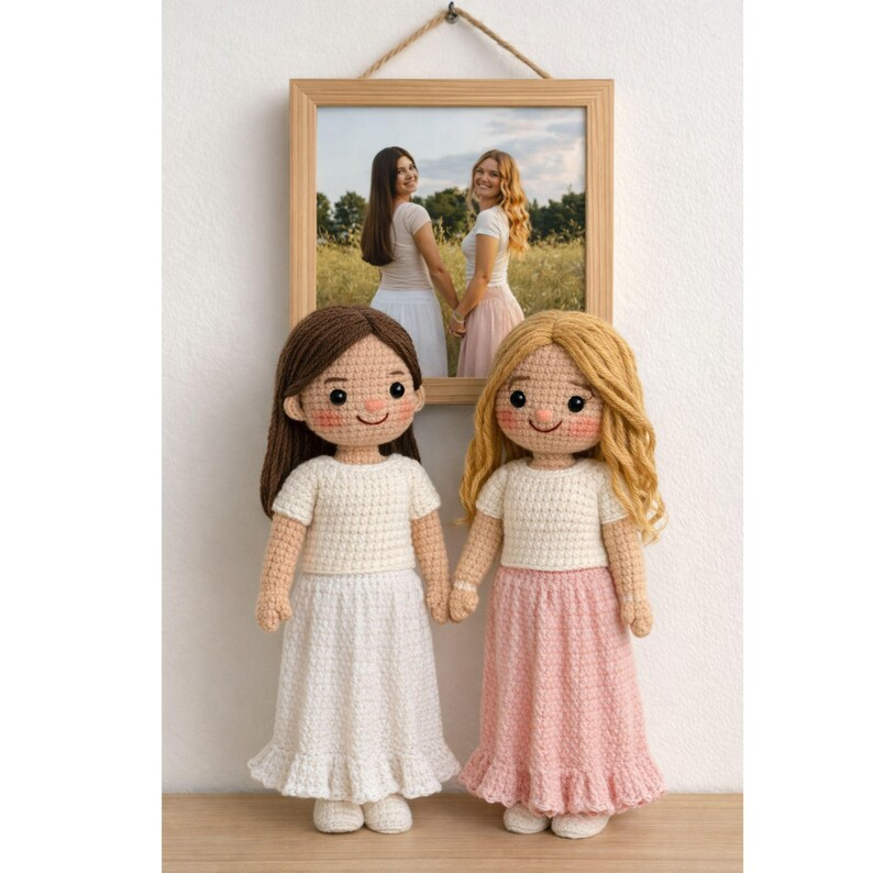 Best Friends Crochet Dolls, Look A Like Custom Crochet Doll from Photo, Besties Portrait Doll, Amigurumi Crochet People