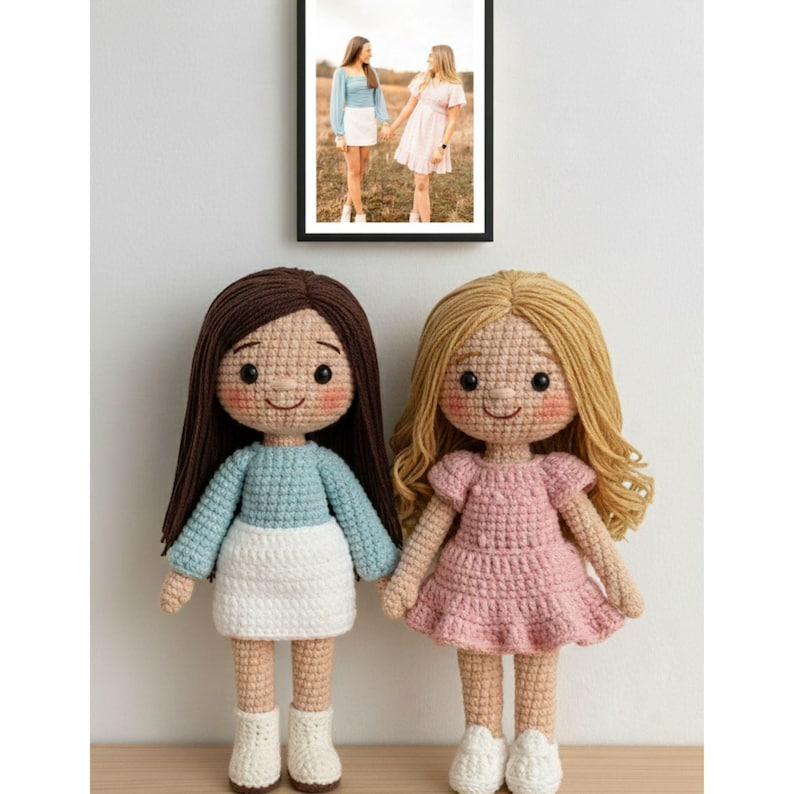Best Friends Crochet Dolls, Look A Like Custom Crochet Doll from Photo, Besties Portrait Doll, Amigurumi Crochet People