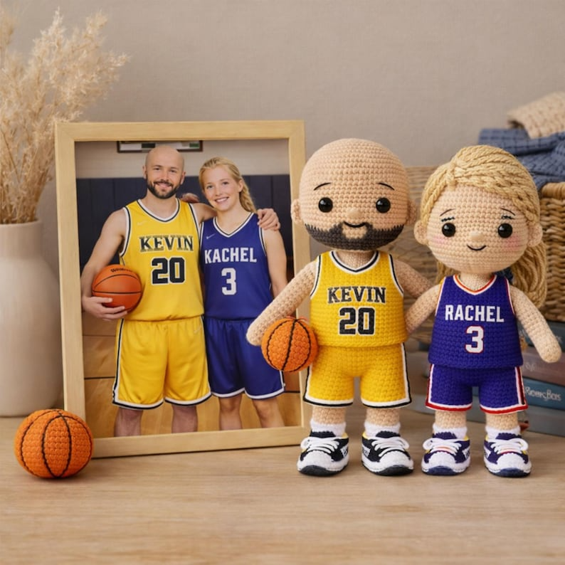 Custom Crochet Basketball Doll From Your Photo, Personalized Amigurumi Sports Doll, Handmade Basketball Gift (Copy)