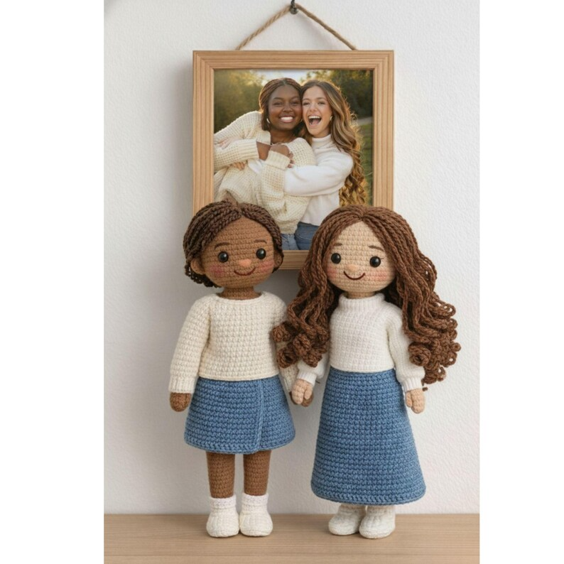 Best Friends Crochet Dolls, Look A Like Custom Crochet Doll from Photo, Besties Portrait Doll, Amigurumi Crochet People