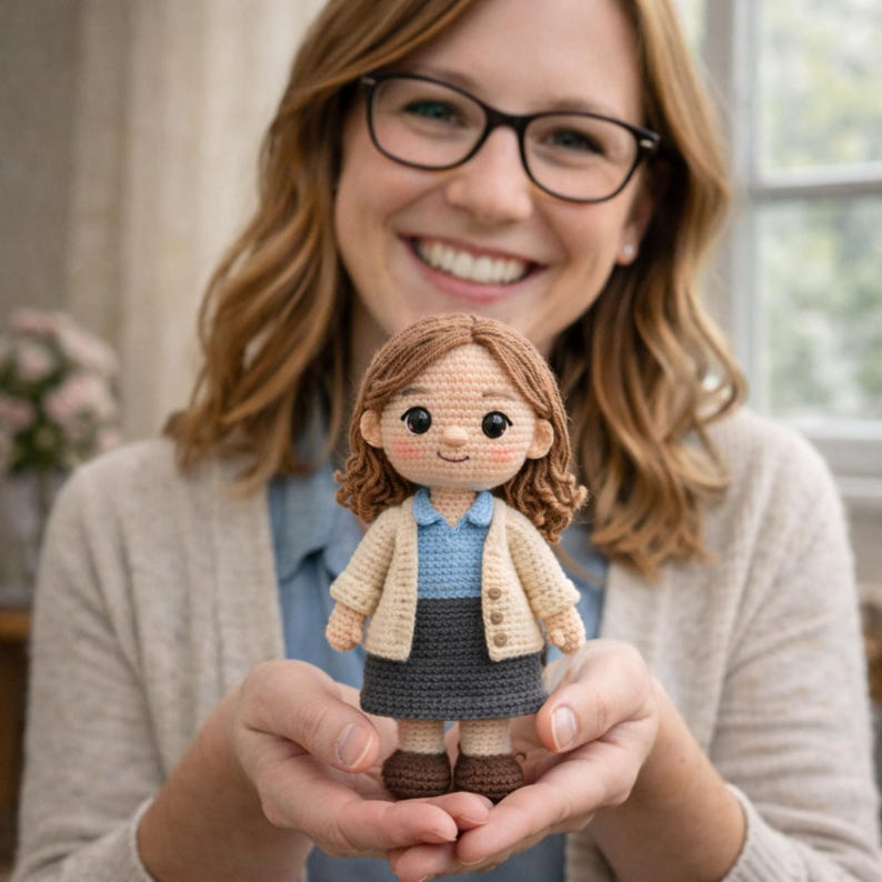 Personalized Crochet Teacher Doll Gift, Custom Amigurumi Teacher Doll, Best Teacher Appreciation Gift, Handmade Teacher Keepsake