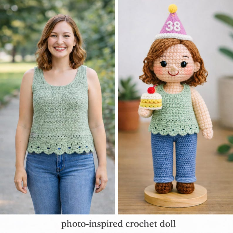 80th Birthday Gifts – Custom Crochet Doll From Photo – Personalized Grandma 80th Birthday Gift – Handmade Keepsake