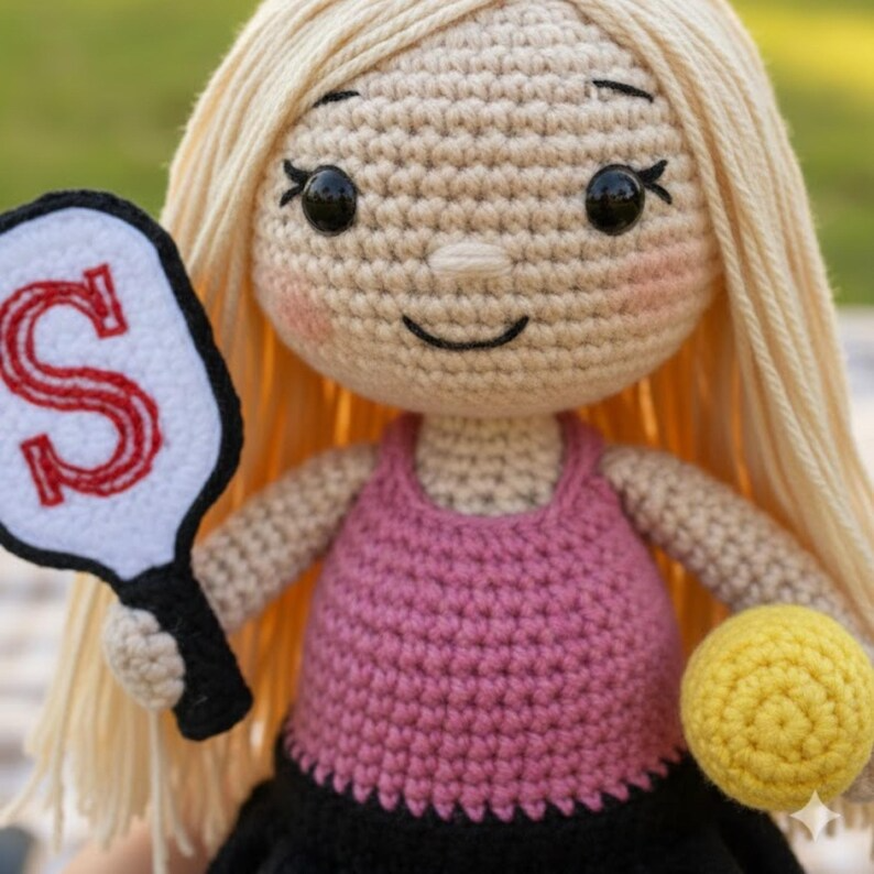 Gift for Pickleball Lover, Custom Pickleball Doll From Photo, Personalized Crochet Look Alike Doll, Handmade Amigurumi Sports Gift