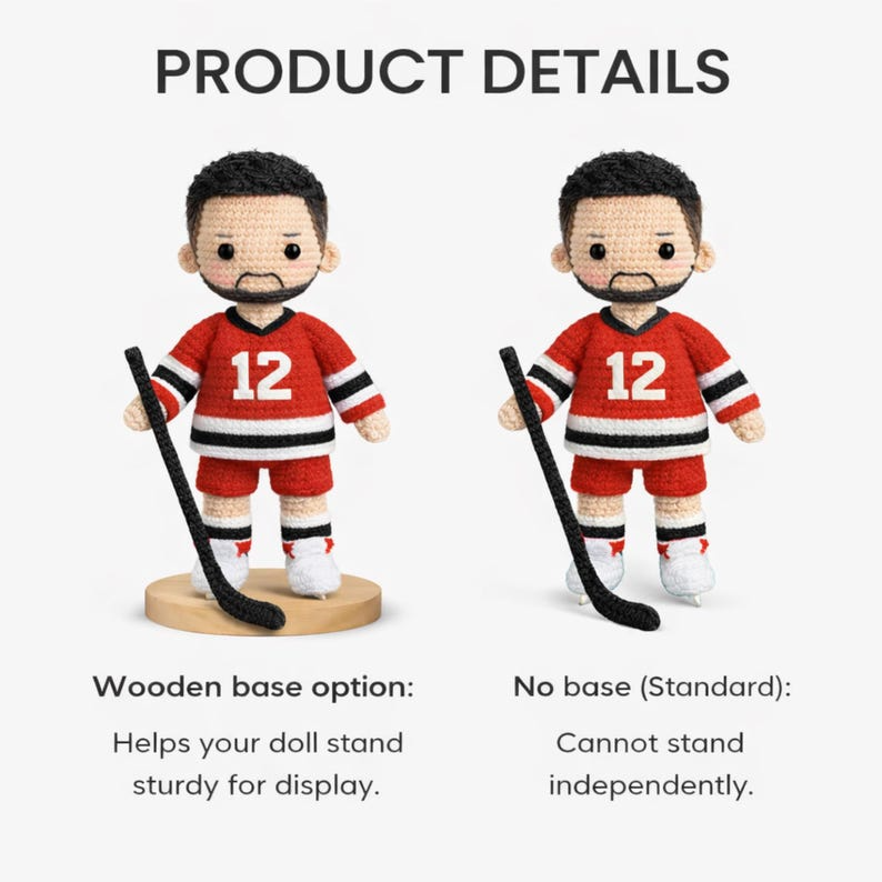 Personalized Hockey Doll, Custom Crochet Sports Doll, Look Alike Hockey Player, Handmade Ice Hockey Gift, Birthday Gift
