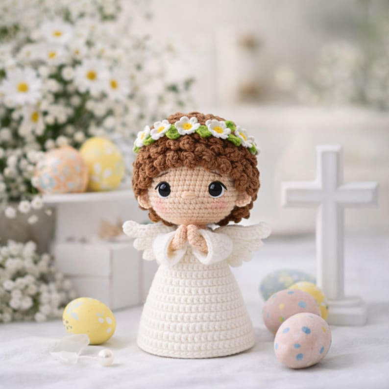 Crochet Angel Doll, Handmade Amigurumi Guardian Angel, Prayer Angel Plush, Baptism Gift, First Communion Gift, Memorial Keepsake