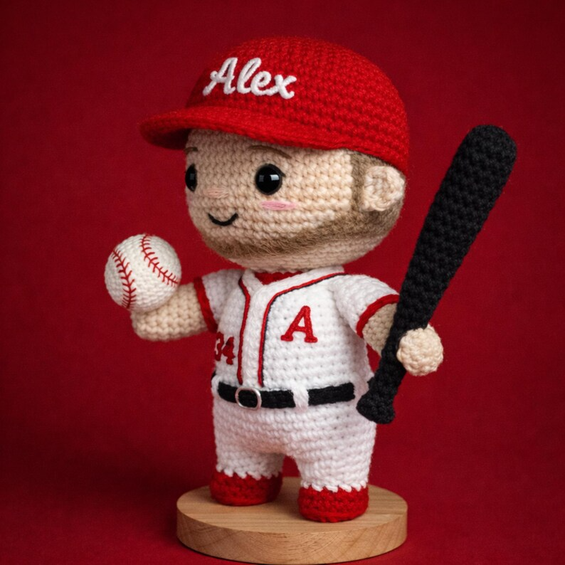 Personalized Baseball Doll, Custom Crochet Sports Doll, Look Alike Boy Doll, Handmade Baseball Player Gift, Birthday Gift