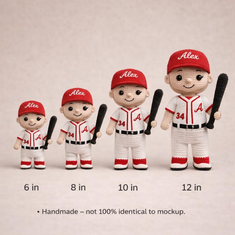 Personalized Baseball Doll, Custom Crochet Sports Doll, Look Alike Boy Doll, Handmade Baseball Player Gift, Birthday Gift
