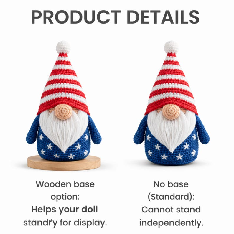 4th of July Crochet Gnome, Uncle Sam Amigurumi Doll, Patriotic Independence Day Decor, Patriotic USA Handmade Gift, Tiered Tray Decor