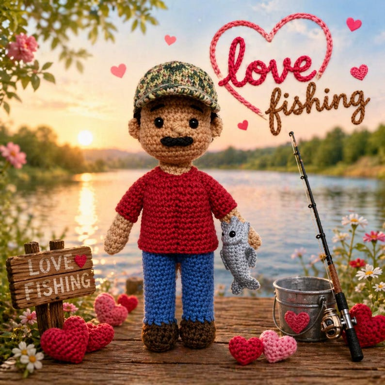 Custom Dad Doll from Photo, Personalized Father’s Day Gift, Birthday Gift for Dad, Handmade Lookalike Gift, Gift for Fishing Lover