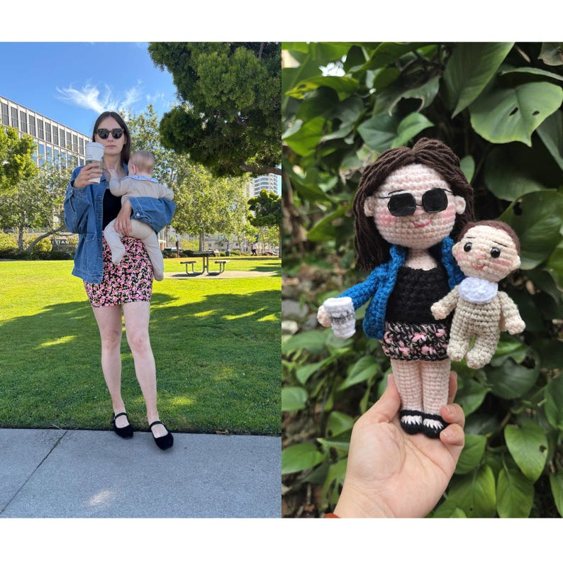 First Mother’s Day Gift for New Mom, Custom Mom and Baby Crochet Doll From Photo, Personalized Amigurumi Look Alike Doll, New Mom Gift
