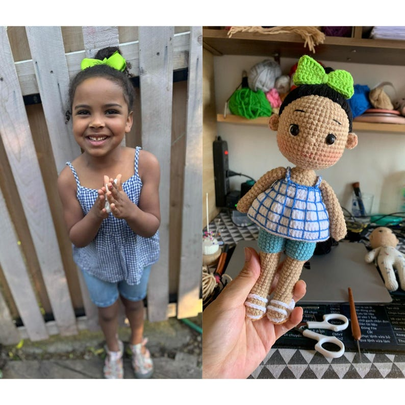 Custom Crochet Portrait Doll from Photo, Personalized Mother Gift, Handmade Crochet Doll, Unique Gift for Her