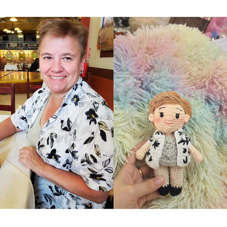 Custom Crochet Portrait Doll from Photo, Personalized Mother Gift, Handmade Crochet Doll, Unique Gift for Her