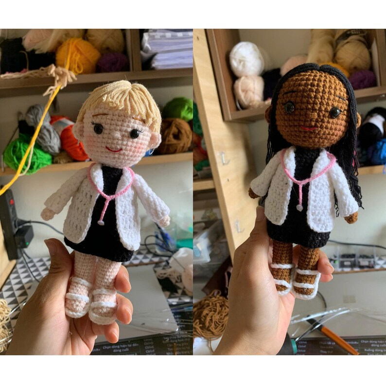 Personalized Nurse Gift, Custom Crochet Nurse Doll from Photo, Doctor Doll Amigurumi, Healthcare Worker Gift, Birthday Gift