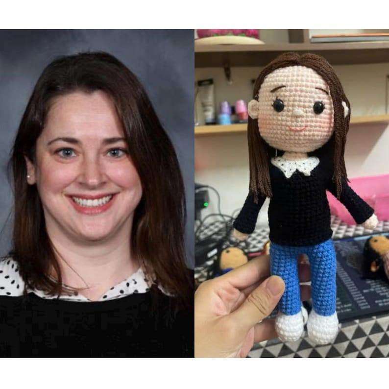 Personalized Nurse Gift, Custom Crochet Nurse Doll from Photo, Doctor Doll Amigurumi, Healthcare Worker Gift, Birthday Gift