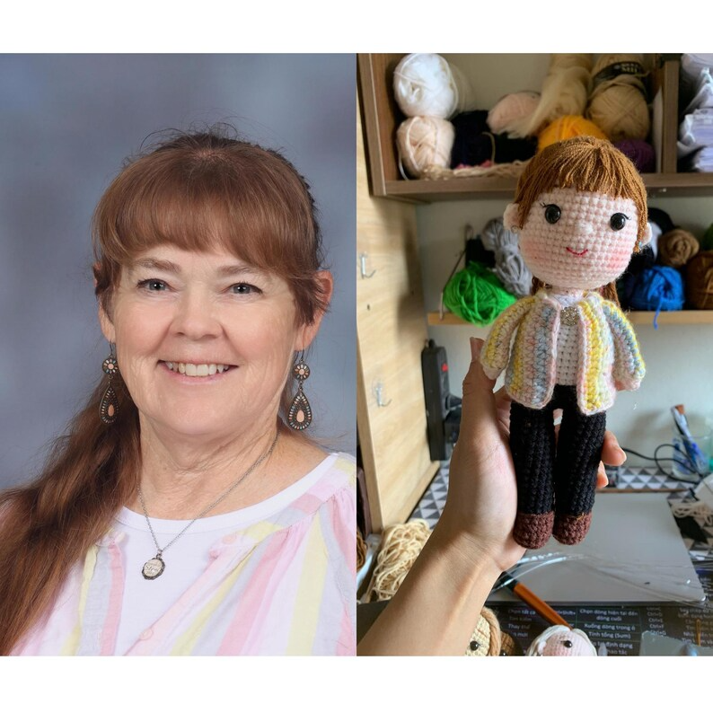 Custom Crochet Grandma Doll from Photo, Personalized Grandma Gift, Handmade Amigurumi Doll, Gift for Nana, Memorial Keepsake