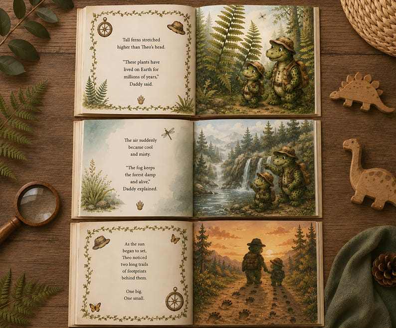 Personalized Dinosaur Book for Dad, Custom Daddy and Me Story Book, Father's Day Gift from Baby, Dino Adventure Keepsake for Kids from Daddy
