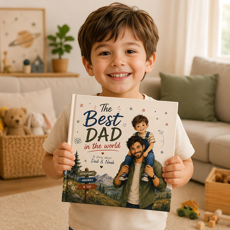 Personalized Best Dad Story Book, Custom Daddy and Me Book from Baby, Father's Day Gift for Dad, Best Dad in the World Keepsake for Baby