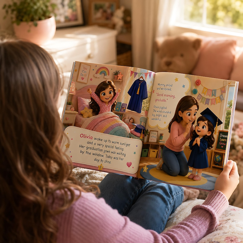 Personalized Kindergarten Graduation Book, Custom Preschool Graduation Story, Day to Shine Keepsake Gift for Girls, End of Year Gift for Her