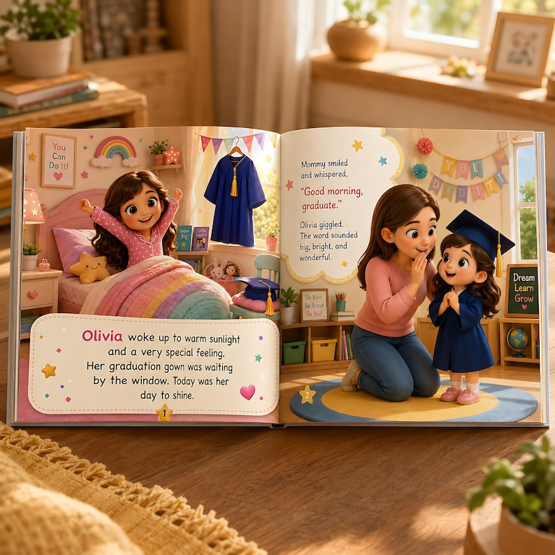 Personalized Kindergarten Graduation Book, Custom Preschool Graduation Story, Day to Shine Keepsake Gift for Girls, End of Year Gift for Her