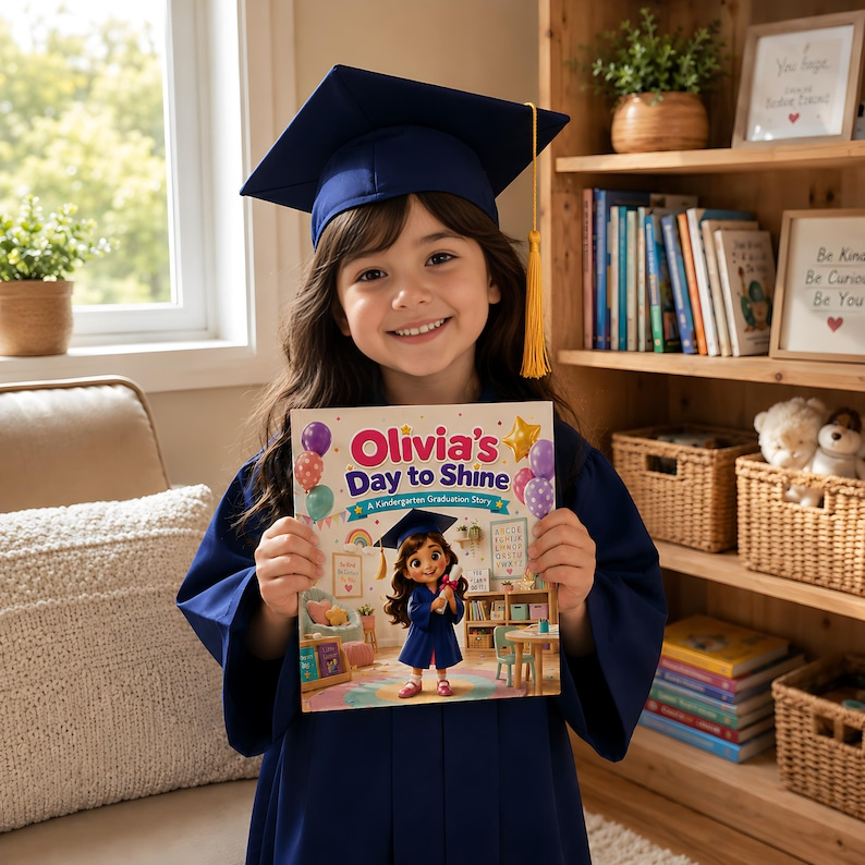 Personalized Kindergarten Graduation Book, Custom Preschool Graduation Story, Day to Shine Keepsake Gift for Girls, End of Year Gift for Her
