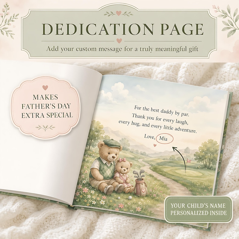 Personalized Daddy Golf Book, Custom Baby Name Story Book, Father’s Day Gift from Daughter, Golf Dad Keepsake Hardcover Book for Dad 2026