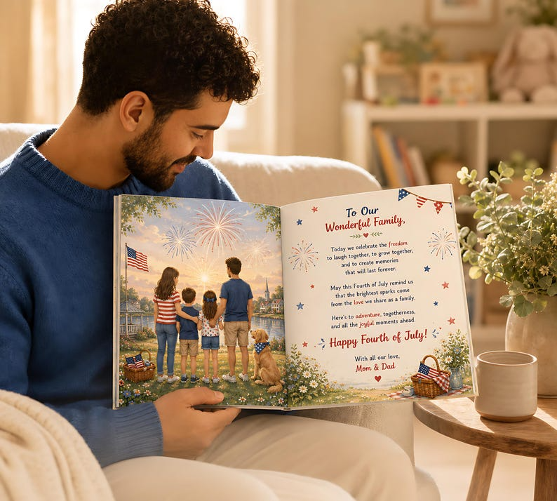 Personalized 250 Years Anniversary Book, Custom Family Story Book, Independence Day Adventure, Patriotic Kids Keepsake Gift for Baby