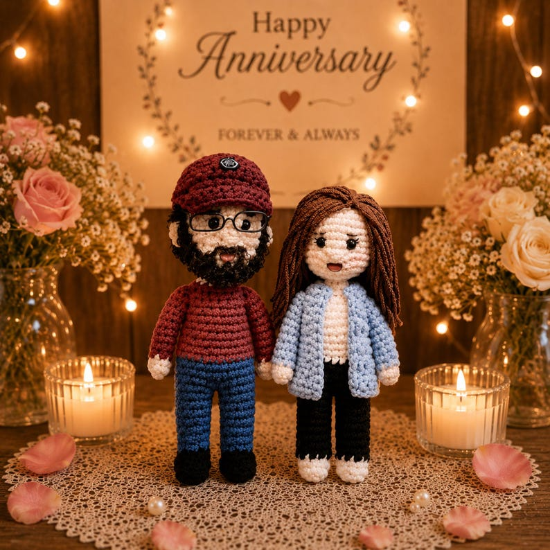 Custom Wedding Couple Doll, Personalized Bride and Groom Doll, Crochet Wedding Gift, Anniversary Gift for Couple, Look Alike Doll