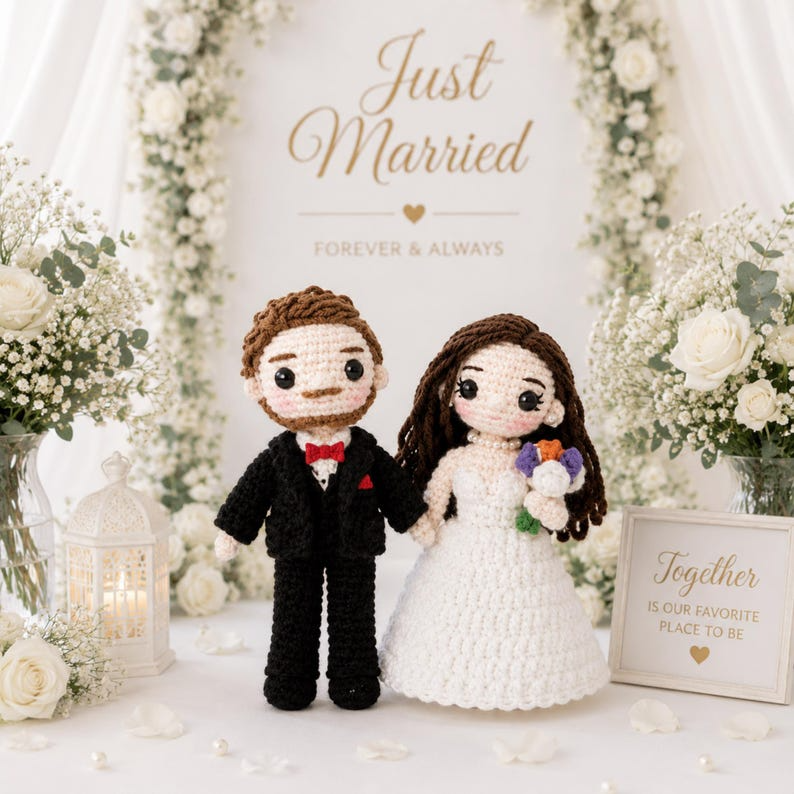 Custom Couple Portrait Doll, 50th Anniversary Gift for Couple, Personalized Crochet Doll, 50 Year Wedding Anniversary Gift, Look Alike Doll