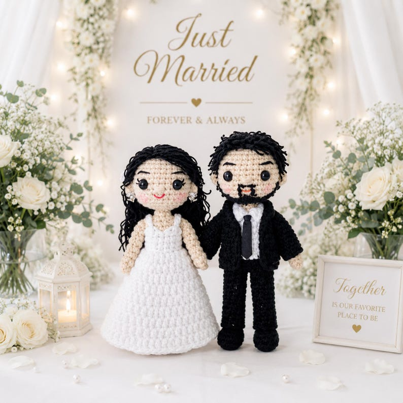Custom Couple Portrait Doll, 10th Anniversary Gift for Couple, Personalized Crochet Doll, 10 Year Wedding Anniversary Gift, Look Alike Doll
