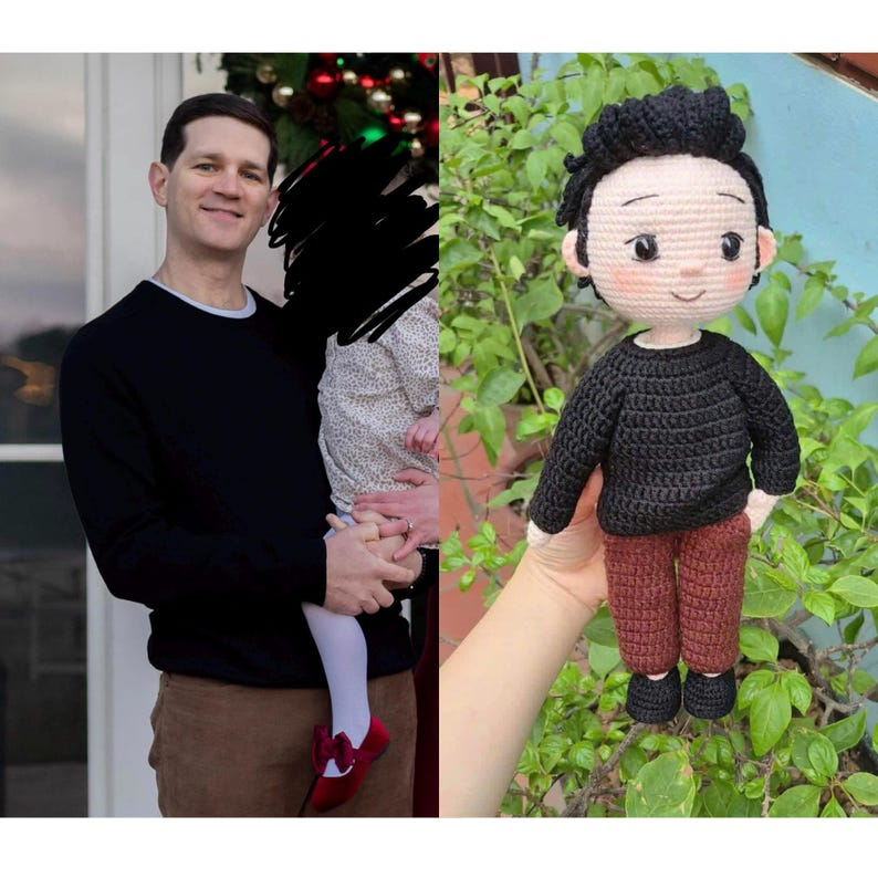 Personalized Doll, Custom Crochet People Look alike Photo, Portrait Mini Me Figurine